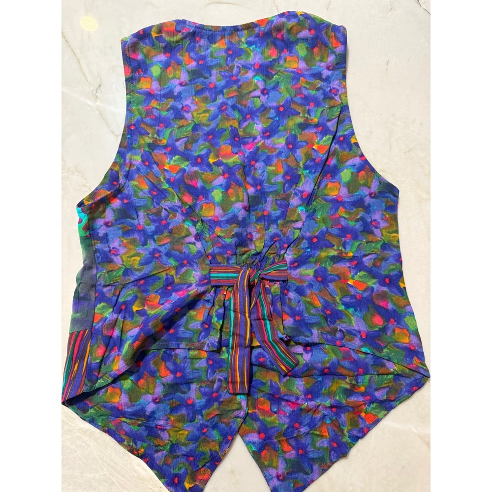 Carole Little Vintage 90s Abstract Floral Colorful Artsy Boho 80's Vest Sz 4 149 - Picture 7 of 8